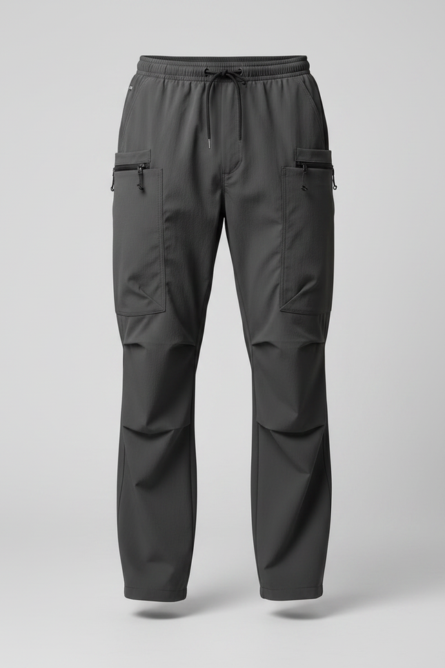 Pantalon Parachute Gris Cargo Ample Unisexe - Polyester - vue 3