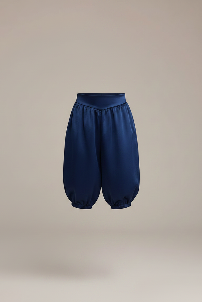 Pantalon Parachute Bleu Satiné Ample Bouffant Enfant - Marine - vue 3