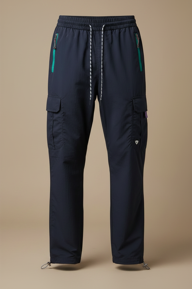 Pantalon Parachute Bleu Marine Cargo Léger Sportif Homme - Polyester - vue 3