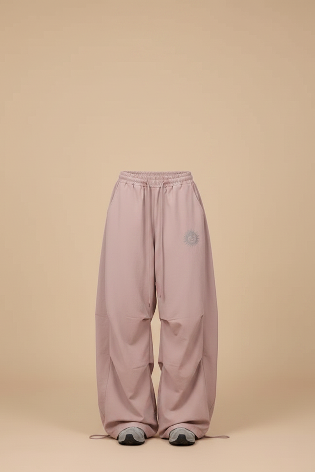 Pantalon Parachute Rose Ample Plissé Graphique Décontracté - Polyester - vue 3