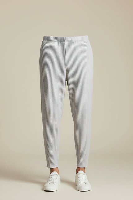 Pantalon Parachute Plissé Gris Ample Décontracté Homme - Polyester - vue 3