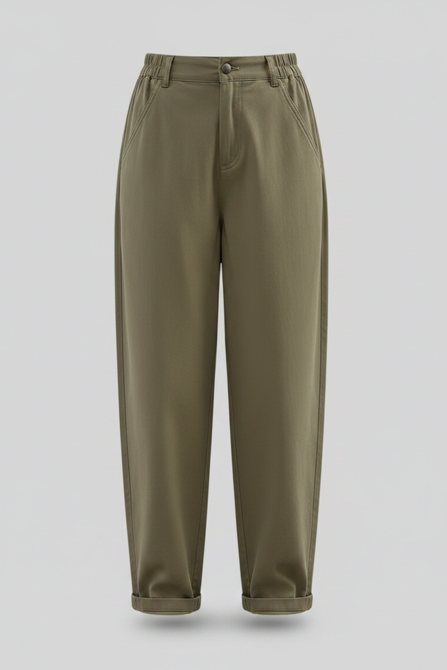 Pantalon Parachute Kaki Ample Décontracté Femme - Gabardine - vue 3