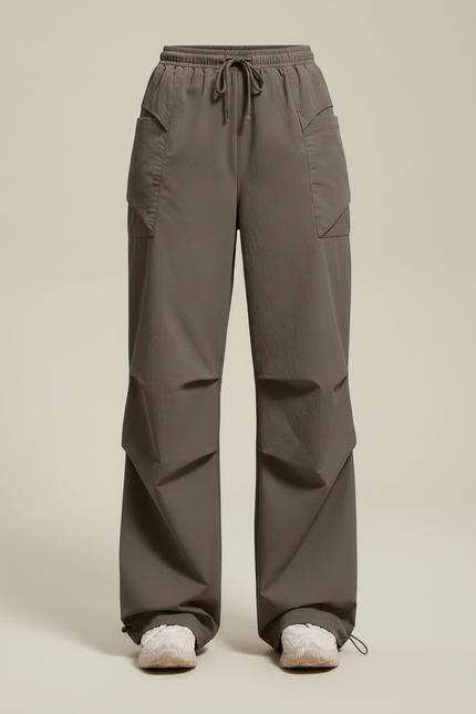 Pantalon Parachute Femme Kaki Baggy Nylon - Polyester - vue 3