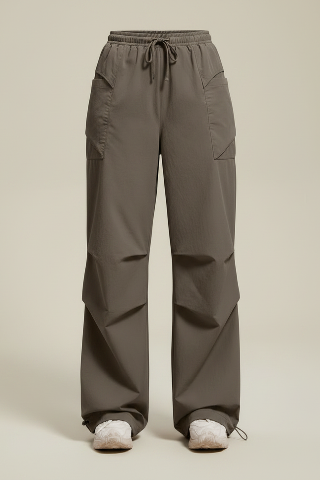 Pantalon Parachute Femme Kaki Baggy Nylon - Polyester - vue 3