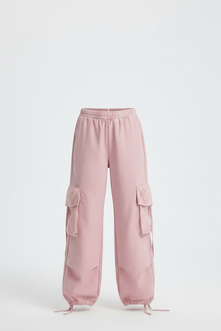Pantalon Parachute Rose Ample Cargo Fille Décontracté - Polyester - vue 3