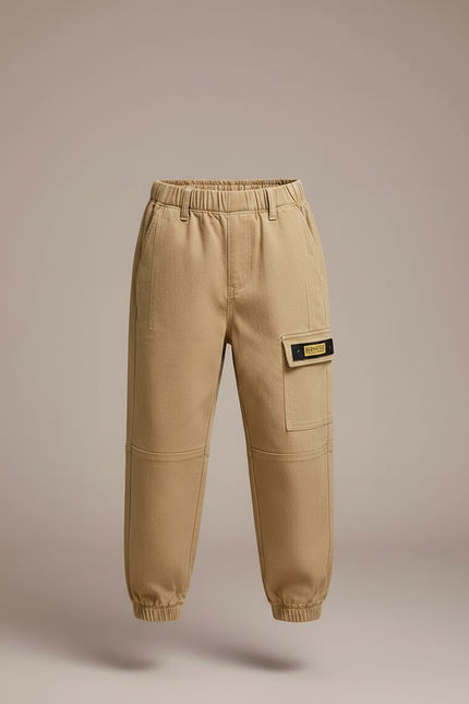 Pantalon Parachute Beige Cargo Ample Enfant Coton - vue 3
