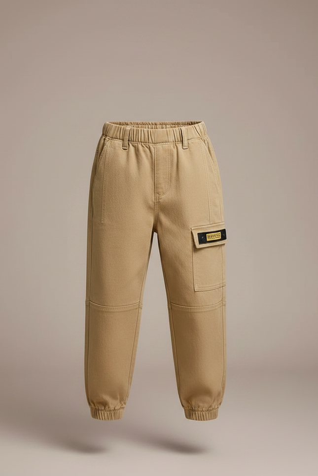 Pantalon Parachute Beige Cargo Ample Enfant Coton - vue 3