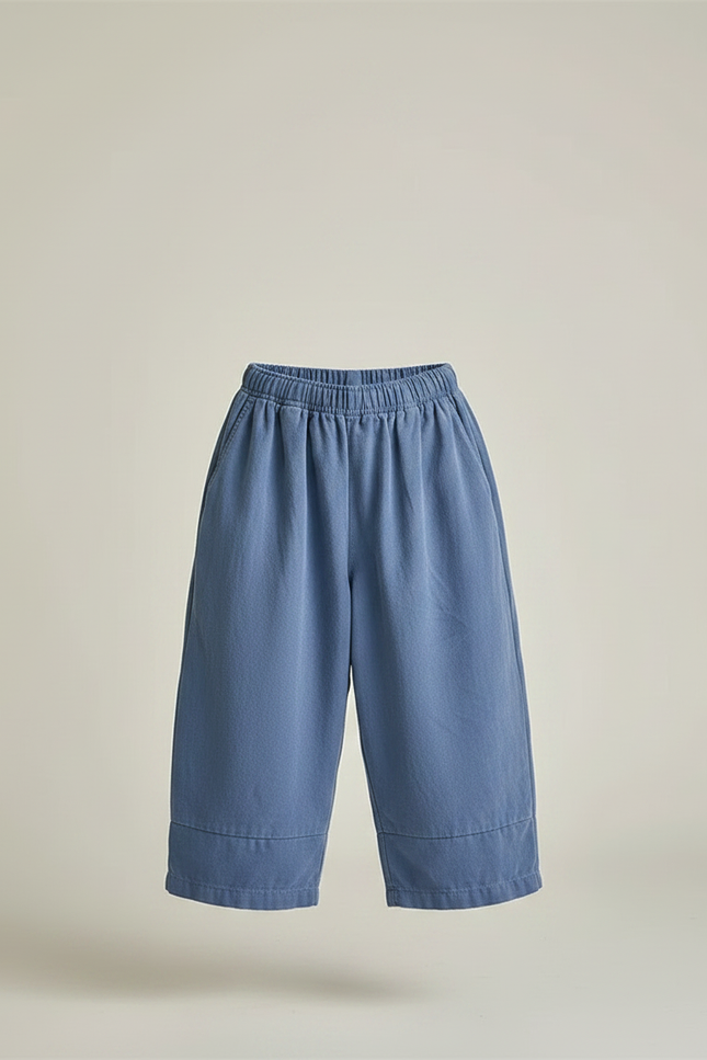 Pantalon Parachute Bleu Ample Coton Enfant Décontracté - vue 3