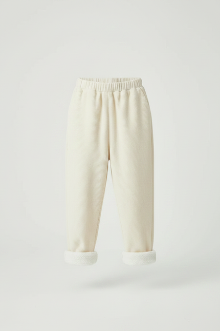 Pantalon Parachute Crème Côtelé Doublé Polaire Enfant - Beige Cordé - vue 3