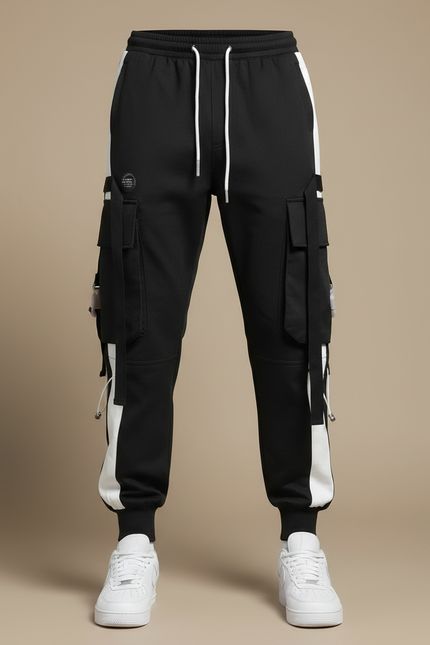 Pantalon Parachute Noir Cargo Techwear Ample Homme - Polyester - vue 3