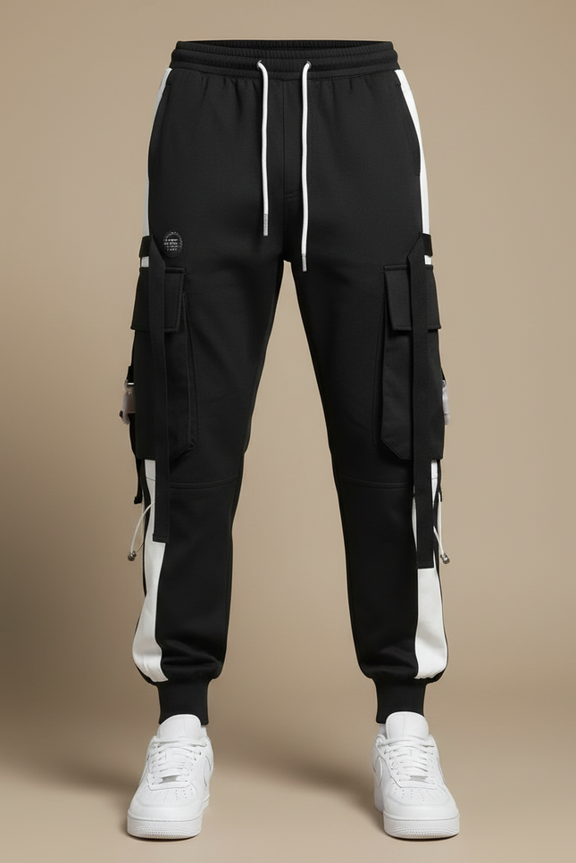 Pantalon Parachute Noir Cargo Techwear Ample Homme - Polyester - vue 3