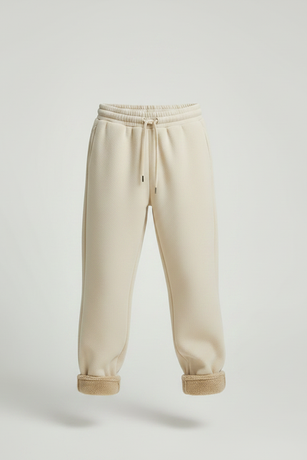 Pantalon Parachute Beige Ample Polaire Enfant Confortable - Molleton - vue 3