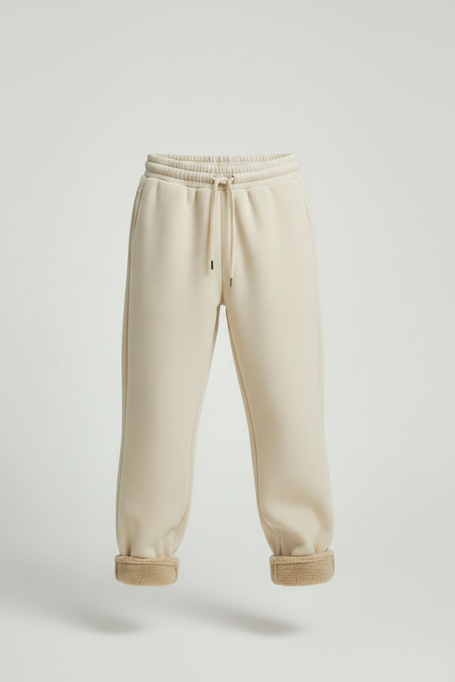 Pantalon Parachute Beige Ample Polaire Enfant Confortable - Molleton - vue 3
