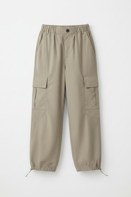 Pantalon Parachute Kaki Cargo Ample Fille Respirant - Polyester - vue 3
