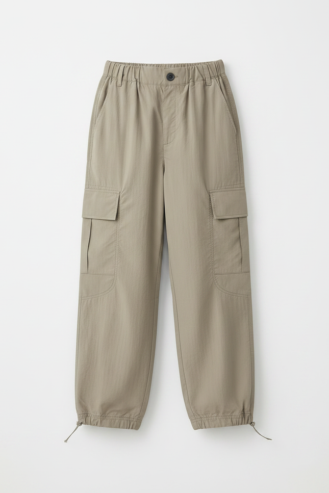 Pantalon Parachute Kaki Cargo Ample Fille Respirant - Polyester - vue 3