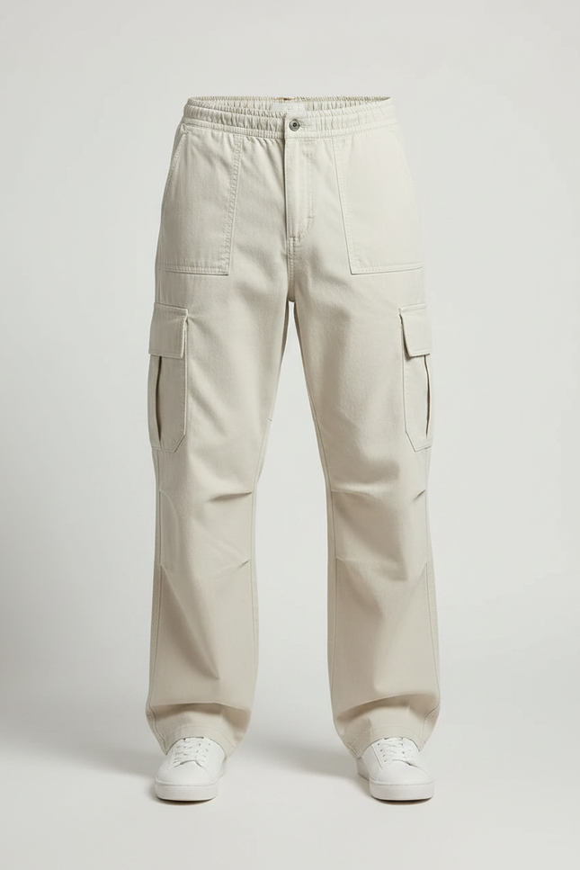 Pantalon Parachute Homme Beige Baggy - Toile - vue 3