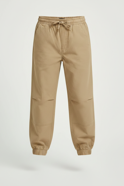 Pantalon Parachute Kaki Coton Ample Enfant Cordon - vue 3