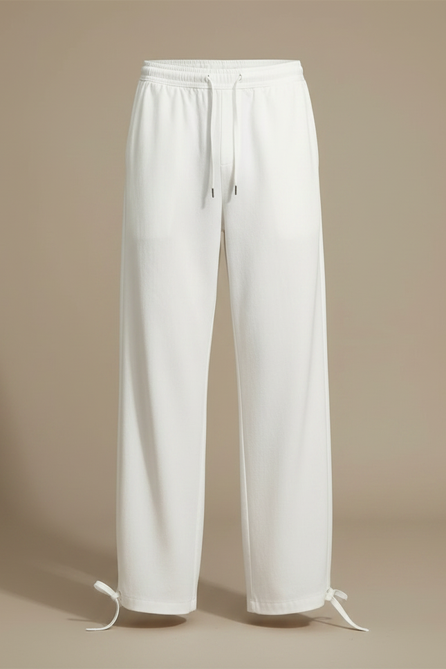 Pantalon Parachute Blanc Droit Ample Décontracté Homme - Molleton - vue 3
