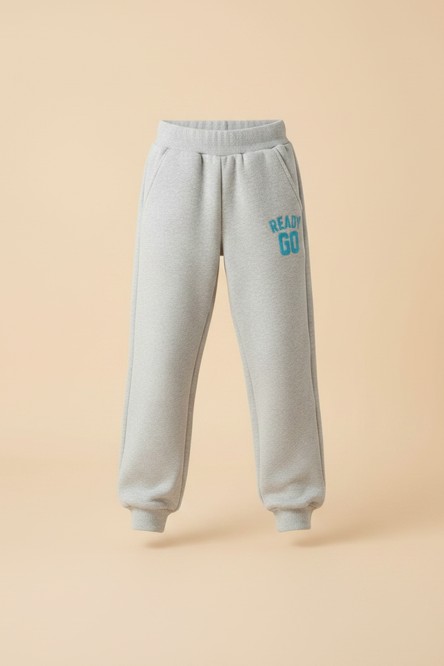 Pantalon Parachute Gris Ample Molletonné Enfant Décontracté - vue 3
