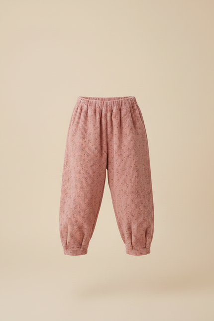 Pantalon Parachute Rose Côtelé Fleuri Ample Enfant - Cordé - vue 3