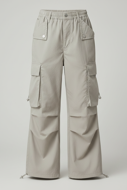 Pantalon Parachute Gris Ample Cargo Enfant Décontracté - Polyester - vue 3