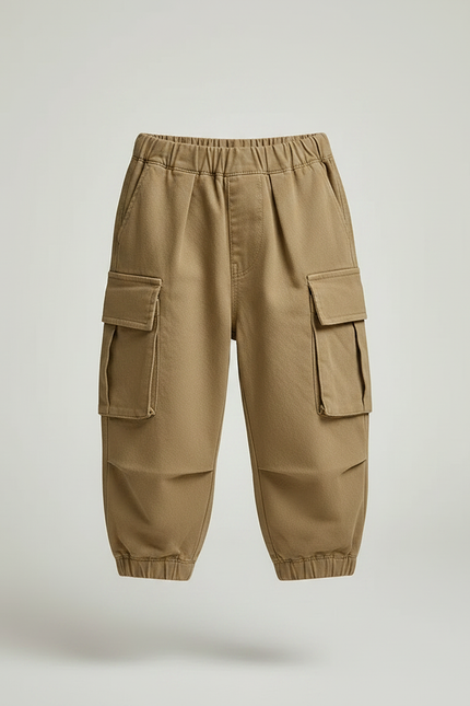 Pantalon Parachute Kaki Cargo Ample Enfant Uni - Toile - vue 3