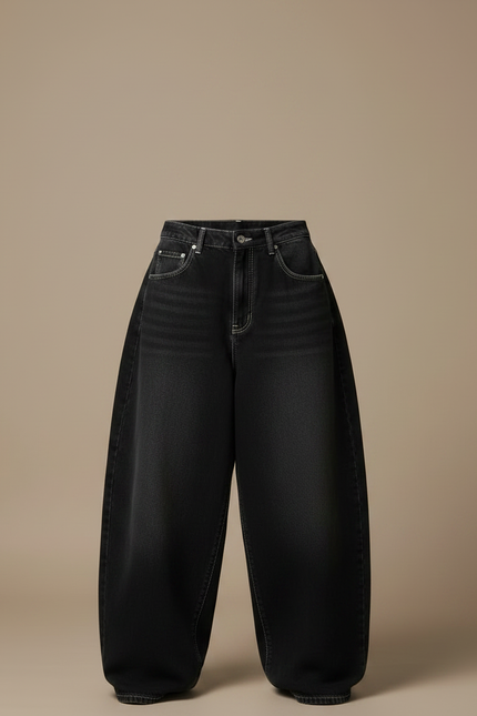 Pantalon Parachute Noir Ample Denim Décontracté Femme Y2K - Jean - vue 3