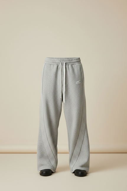 Pantalon Parachute Gris Ample Rayures Molleton Homme - vue 3
