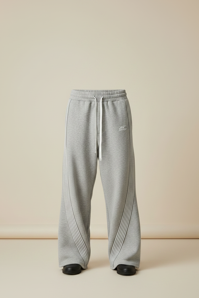 Pantalon Parachute Gris Ample Rayures Molleton Homme - vue 3