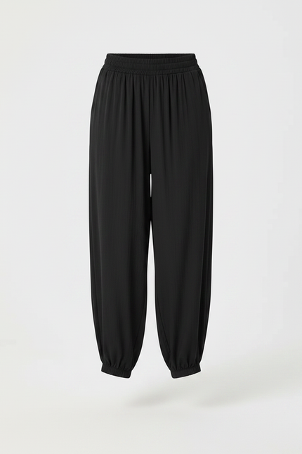 Pantalon Parachute Noir Fluide Ample Taille Haute - Viscose - vue 3