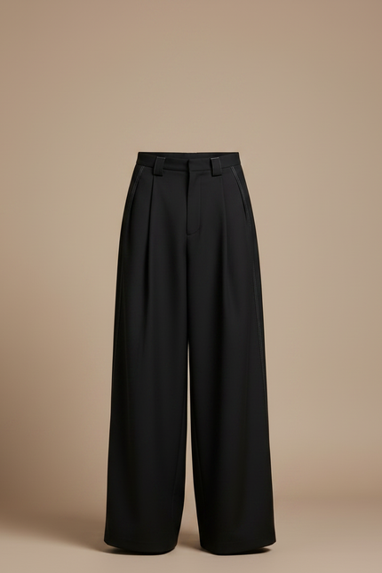 Pantalon Parachute Noir Ample Plissé Homme Décontracté - Polyester - vue 3