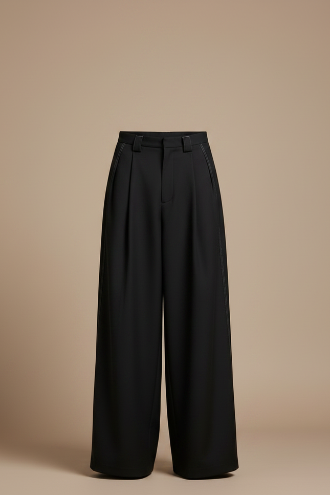Pantalon Parachute Noir Ample Plissé Homme Décontracté - Polyester - vue 3