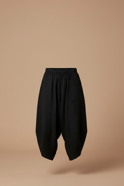 Pantalon Parachute Noir Ample Coton Harem Décontracté - vue 3