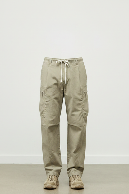 Pantalon Parachute Kaki Ample Décontracté Homme Cordon - Polyester - vue 3