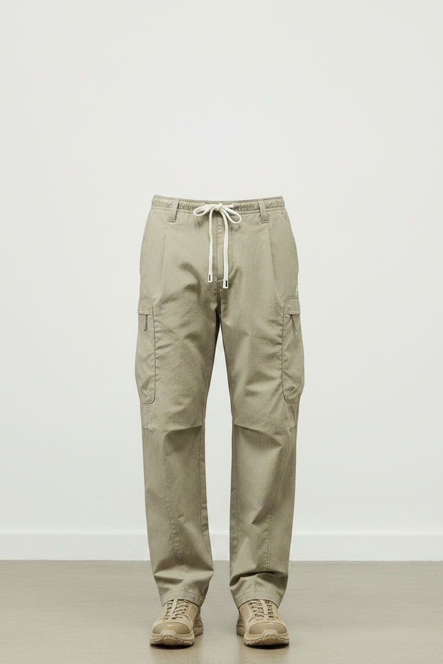Pantalon Parachute Kaki Ample Décontracté Homme Cordon - Polyester - vue 3