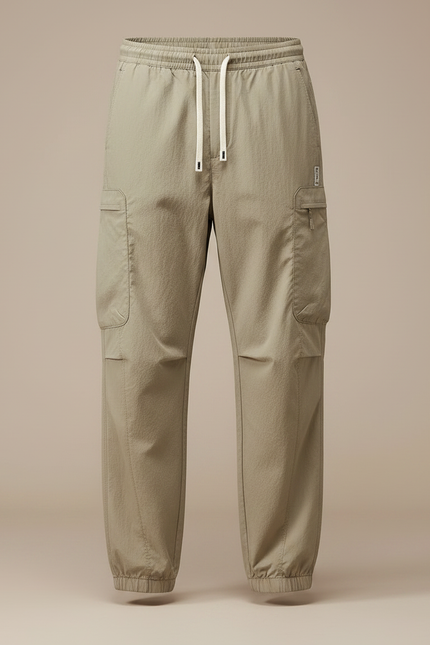 Pantalon Parachute Kaki Cargo Décontracté Ample Homme - Polyester - vue 3