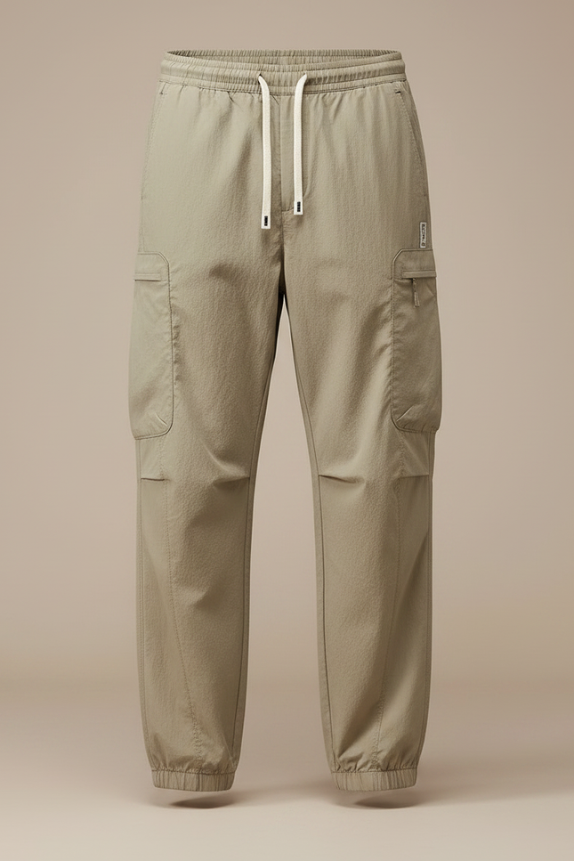Pantalon Parachute Kaki Cargo Décontracté Ample Homme - Polyester - vue 3