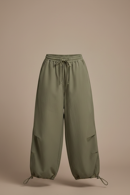 Pantalon Parachute Kaki Ample Nylon Enfant Décontracté - Polyester - vue 3
