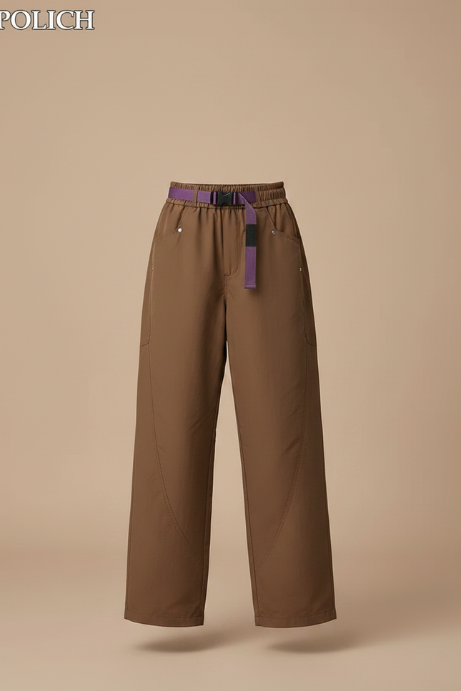 Pantalon Parachute Marron Ample Décontracté Enfant - Polyester - vue 3