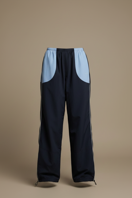 Pantalon Parachute Marine Bicolore Ample Décontracté - Polyester - vue 3
