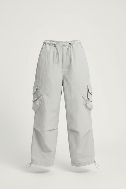 Pantalon Parachute Gris Ample Nylon Cargo Enfant - Polyester - vue 3