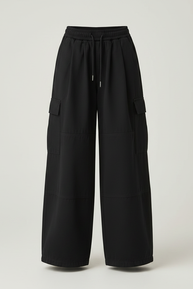Pantalon Parachute Noir Ample Cargo Urbain Fille - Polyester - vue 3