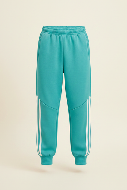 Pantalon Parachute Turquoise Rayures Blanches Garçon Sportif - Bleu Molleton - vue 3