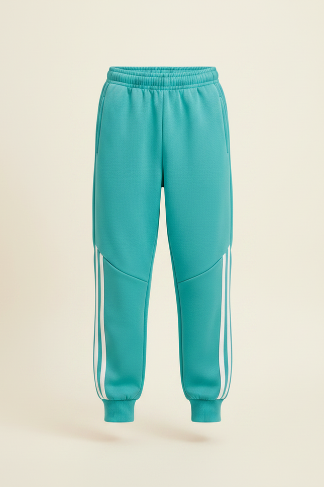Pantalon Parachute Turquoise Rayures Blanches Garçon Sportif - Bleu Molleton - vue 3