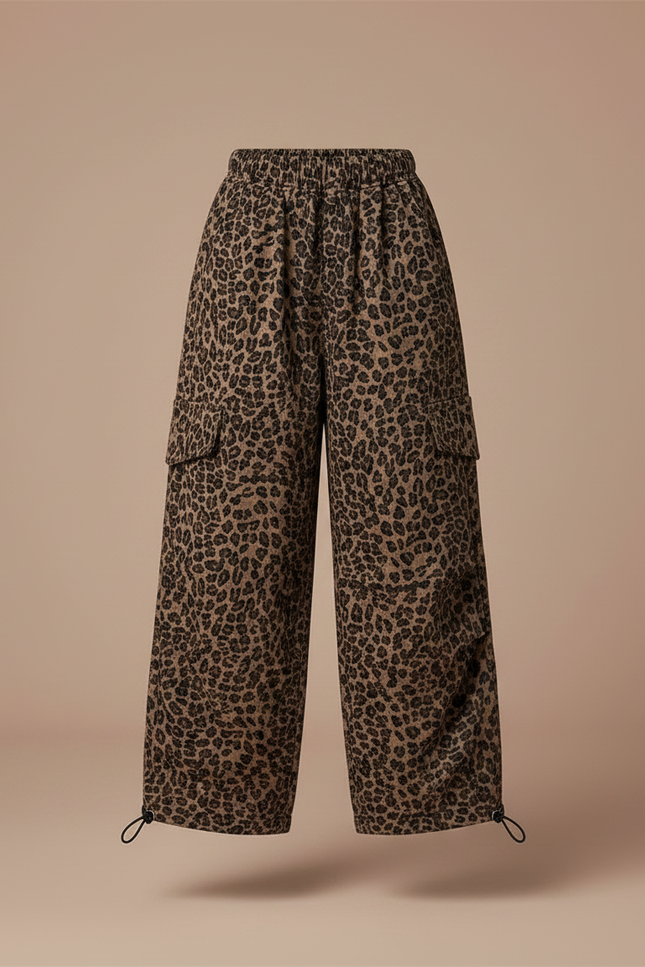 Pantalon Parachute Léopard Ample Cargo Fille - Imprimé Toile - vue 3