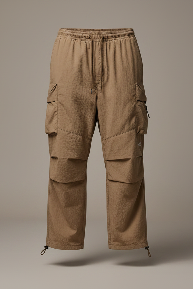 Pantalon Parachute Kaki Ample Cargo Homme - Polyester - vue 3