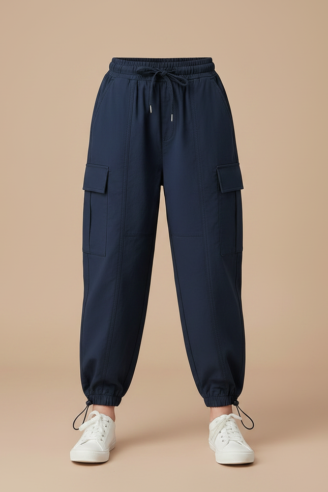 Pantalon Parachute Bleu Marine Ample Cargo Enfant - Toile - vue 3