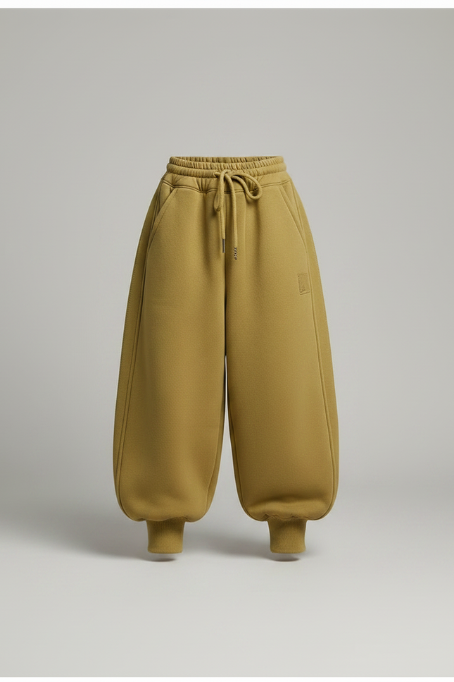 Pantalon Parachute Kaki Ample Molletonné Épais Fille - vue 3