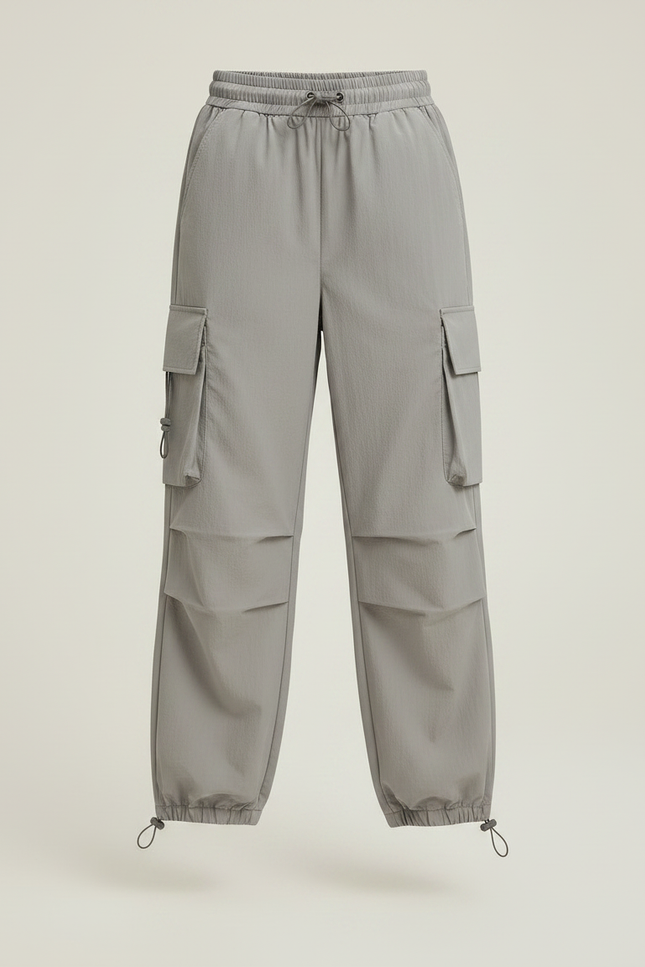 Pantalon Parachute Gris Cargo Ample Léger Femme - Polyester - vue 3