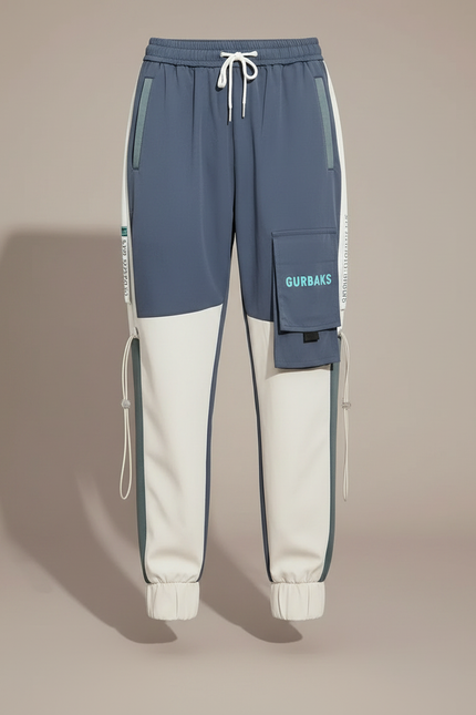 Pantalon Parachute Bicolore Cargo Streetwear Femme Joggers - Multicolore Polyester - vue 3